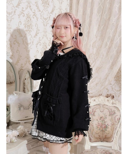 NOEMIE（ノエミー） カーディガン メニーリボンケーブルセーラカーデ