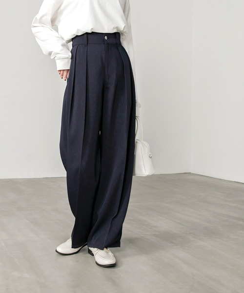 「BONLECILL」 パンツ L ネイビー レディース_画像4