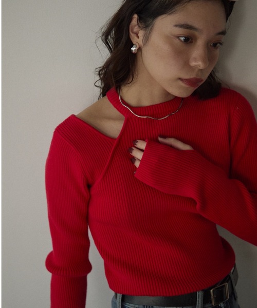 「DRWCYS」 長袖ニット FREE レッド レディース_画像9