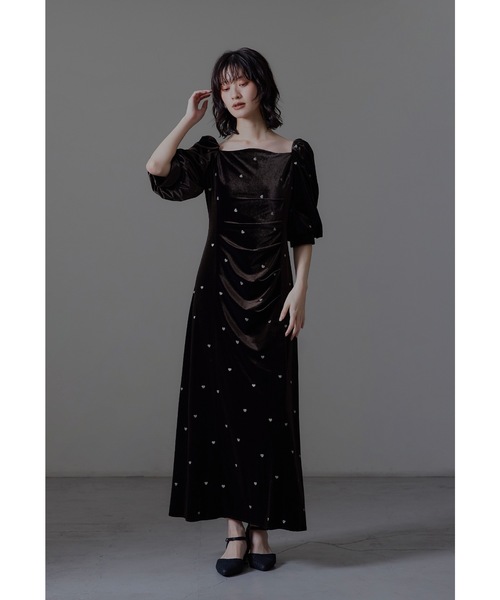 niana（ニアナ） ドレス スイートハートベロアドレス 結婚式 二次会