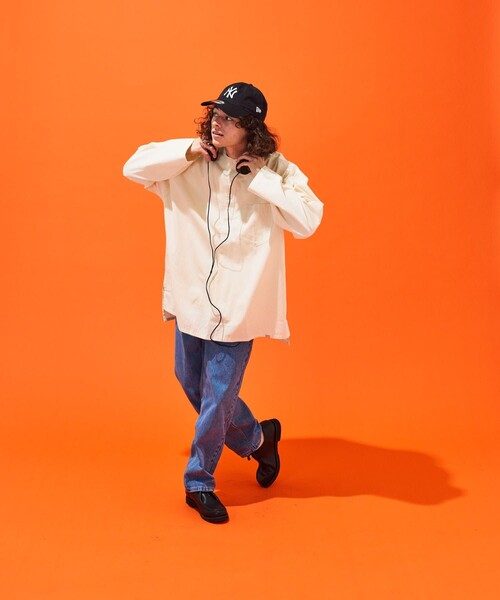 「HINSON」 長袖シャツ MEDIUM ベージュ メンズ_画像9