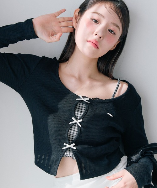 OLIVE des OLIVE（オリーブデオリーブ） tシャツ 映えリボントップス