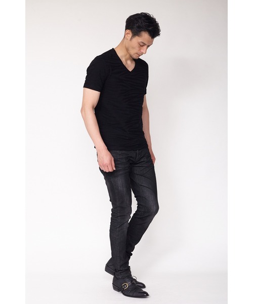 「TORNADO MART」 スキニーデニムパンツ L ネイビー メンズ_画像3