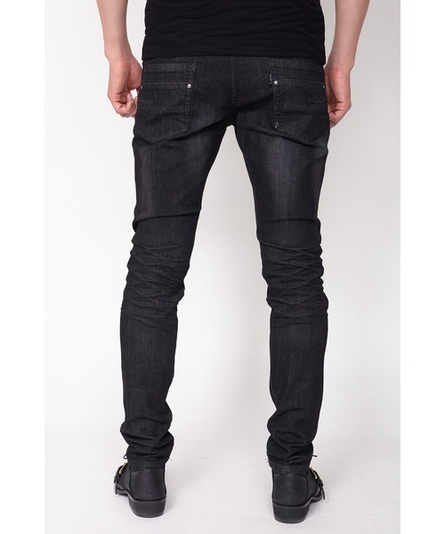 「TORNADO MART」 スキニーデニムパンツ L ネイビー メンズ_画像5