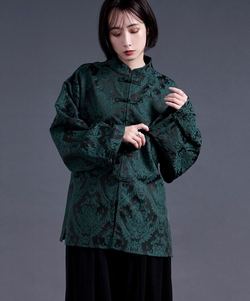 「Ellno Loset」 長袖シャツ SMALL ブラック×グリーン メンズ_画像2