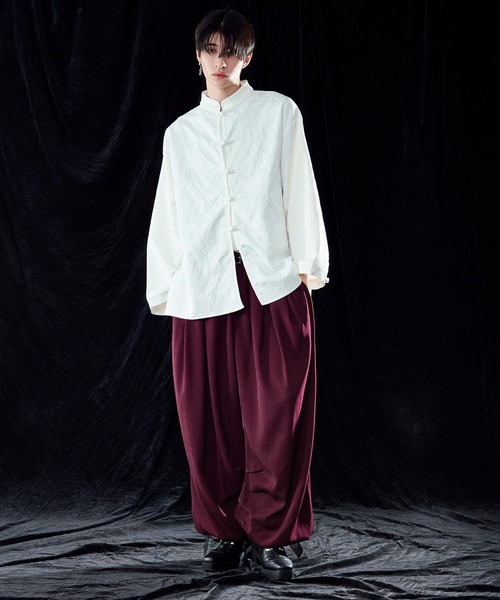 「Ellno Loset」 長袖シャツ SMALL ブラック×グリーン メンズ_画像4