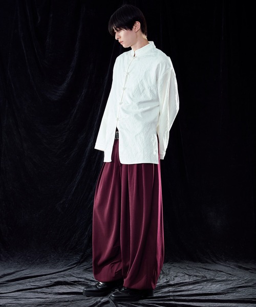 「Ellno Loset」 長袖シャツ SMALL ブラック×グリーン メンズ_画像5