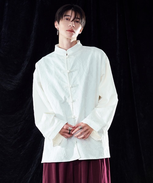 「Ellno Loset」 長袖シャツ SMALL ブラック×グリーン メンズ_画像6