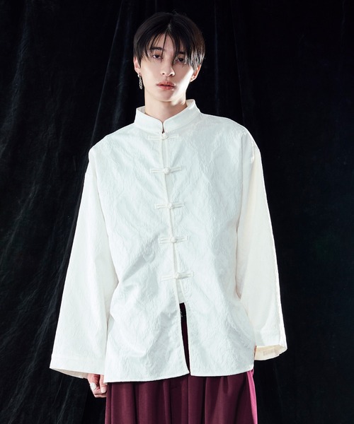 「Ellno Loset」 長袖シャツ SMALL ブラック×グリーン メンズ_画像8