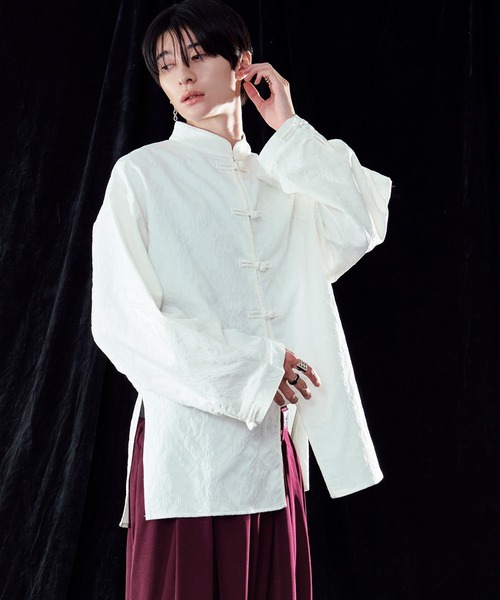 「Ellno Loset」 長袖シャツ SMALL ブラック×グリーン メンズ_画像9