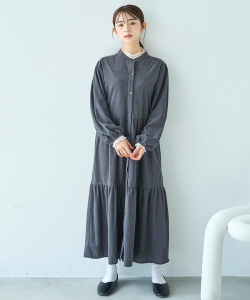 「mil」 長袖ワンピース X-SMALL ダークベージュ レディース_画像4