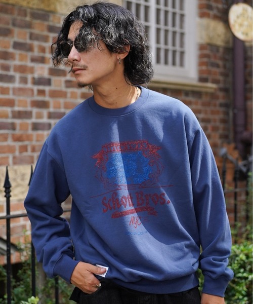 「schott」 スウェットカットソー L ネイビー メンズ