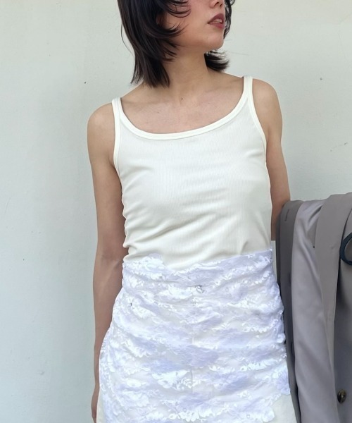Henon. タンクトップ ノースリーブ リブタンクトップ レディース