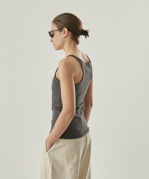 Henon. タンクトップ ノースリーブ リブタンクトップ レディース