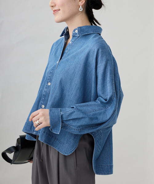 「VERMEIL par iena」 長袖シャツ FREE ブルー レディース_画像3