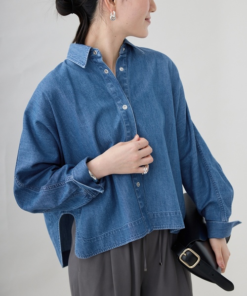 「VERMEIL par iena」 長袖シャツ FREE ブルー レディース_画像6