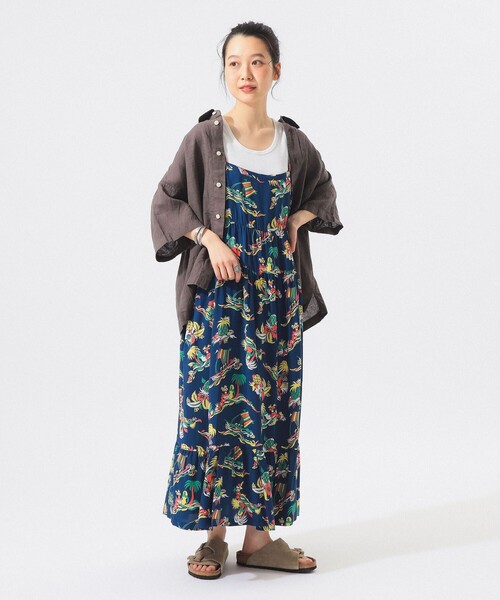 美品☆SUN SURF☆BEAMS別注 アロハ柄ワンピース サイドボタン F SUN