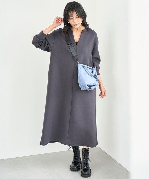 「UNFILO」 長袖ワンピース SMALL グレー レディース_画像2