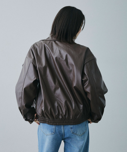 Mirette レザージャケット ライダース フロントリボンポケット 合成