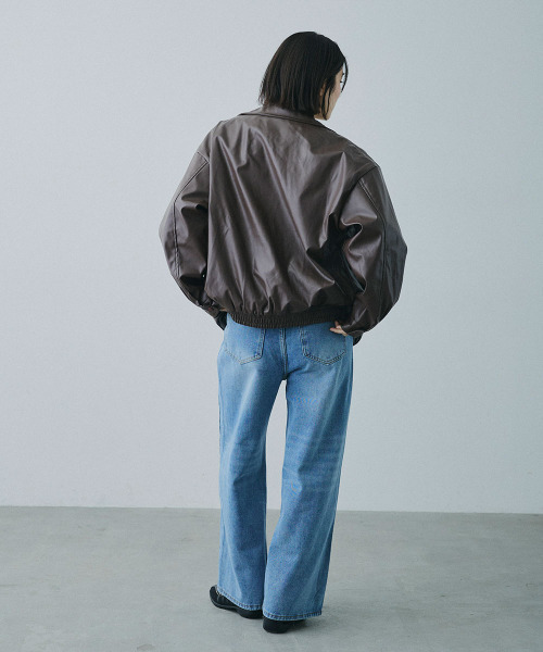 Mirette レザージャケット ライダース フロントリボンポケット 合成