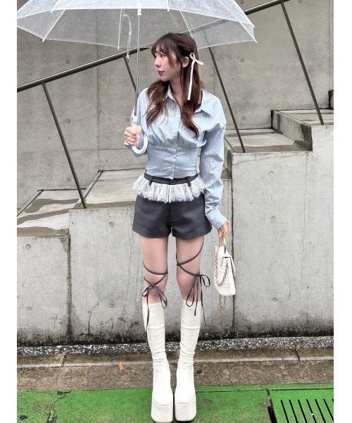 Darich（ダーリッチ） パンツ レースドッキングリボンショートパンツ