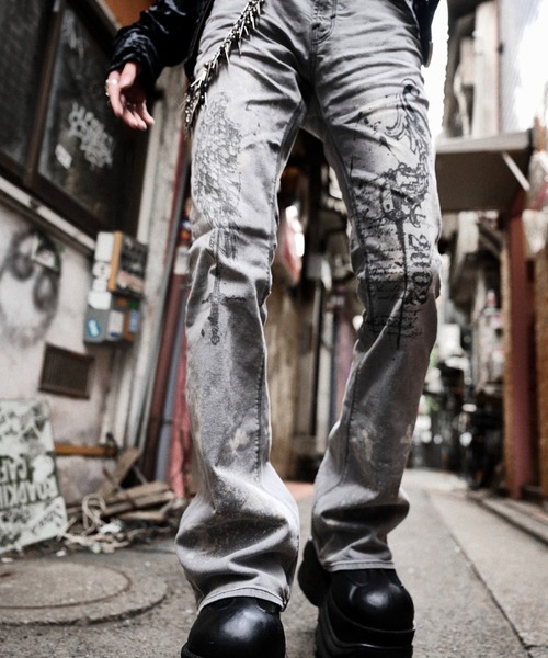 D*D様 フーガ　fuga 当時モノ　ダメージデニム FUGA ジーンズ 「FUGA/フーガ」FUGA × 2002 Print Flare Demin Pants