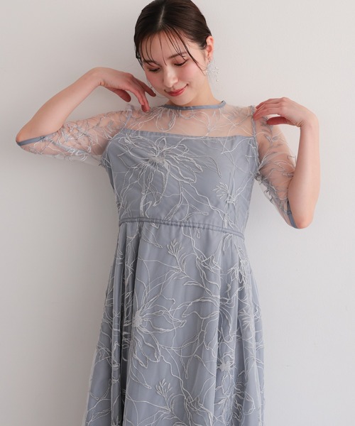 haremode（ハレモード） ドレス 花柄刺繍フレアドレス : ZOZOTOWN