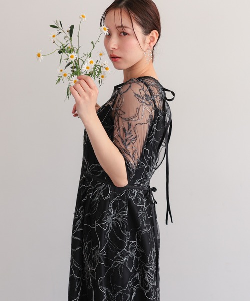 haremode（ハレモード） ドレス 花柄刺繍フレアドレス : ZOZOTOWN