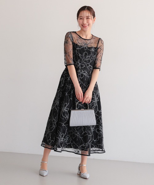 haremode（ハレモード） ドレス 花柄刺繍フレアドレス : ZOZOTOWN