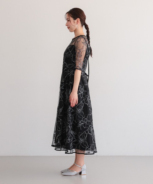 haremode（ハレモード） ドレス 花柄刺繍フレアドレス : ZOZOTOWN