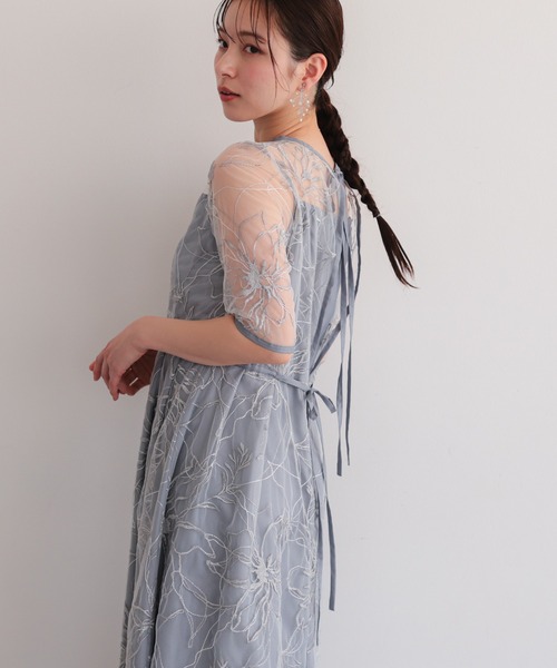 haremode（ハレモード） ドレス 花柄刺繍フレアドレス : ZOZOTOWN