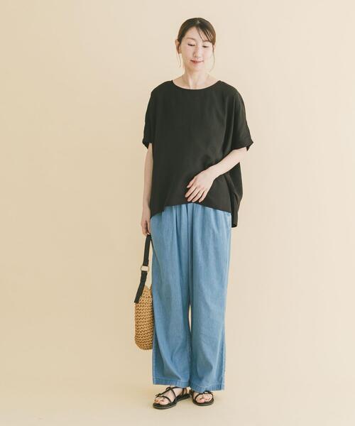 ブラウス シャツ REFINED LINEN ドルマンブラウス レディースの画像