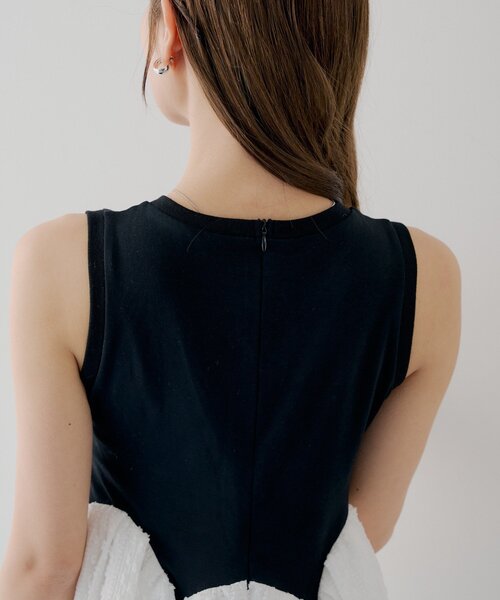 ワンピース 「SALON by Chico」チューリップボリュームドッキングワンピースの画像