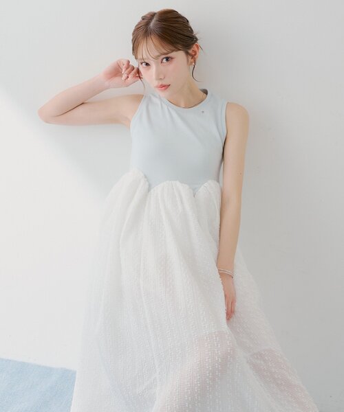 ワンピース 「SALON by Chico」チューリップボリュームドッキングワンピースの画像