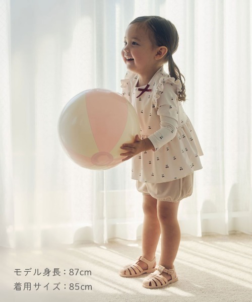 水着・ラッシュガード mmeeme Dot tulle ribbon bi-colorswimwear 10mois（ディモワ） uvカット 水着 「」ラッシュガードセット 85cm