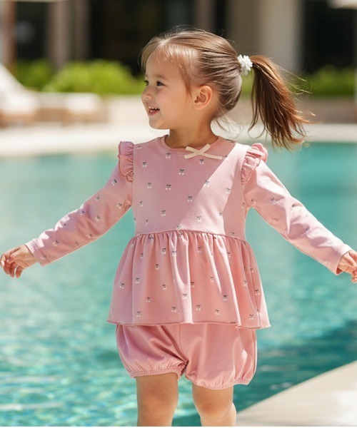 水着・ラッシュガード mmeeme Dot tulle ribbon bi-colorswimwear 10mois（ディモワ） uvカット 水着 「」ラッシュガードセット 85cm