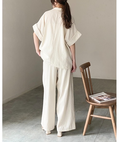 She's Closet セットアップ 夏 リネンタッチ半袖テーラードジャケット