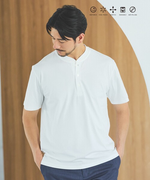 ABAHOUSE GRAY ヘンリーネック tシャツ 「SMART CLOSET」シルケット