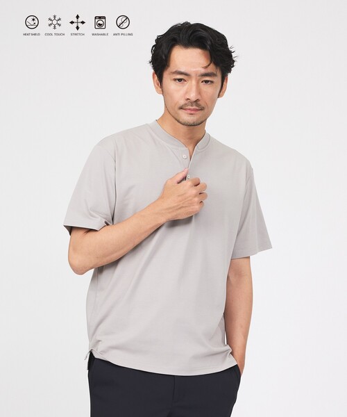 ABAHOUSE GRAY ヘンリーネック tシャツ 「SMART CLOSET」シルケット