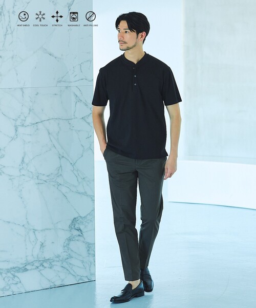 ABAHOUSE GRAY ヘンリーネック tシャツ 「SMART CLOSET」シルケット