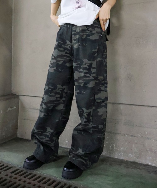 SpRay（スプレイ） ワイドパンツ カーゴパンツ 迷彩カーゴパンツ