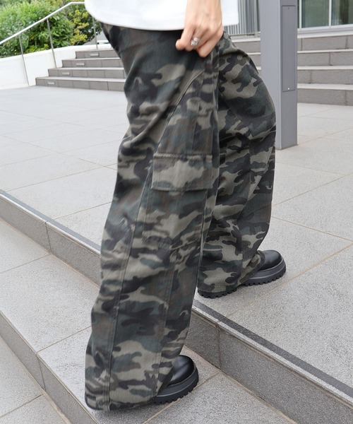 SpRay（スプレイ） ワイドパンツ カーゴパンツ 迷彩カーゴパンツ