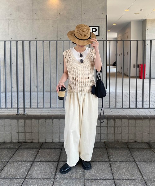 I-SOOK（アイスー） ベスト ジレ クロシェニットベスト(kiharu