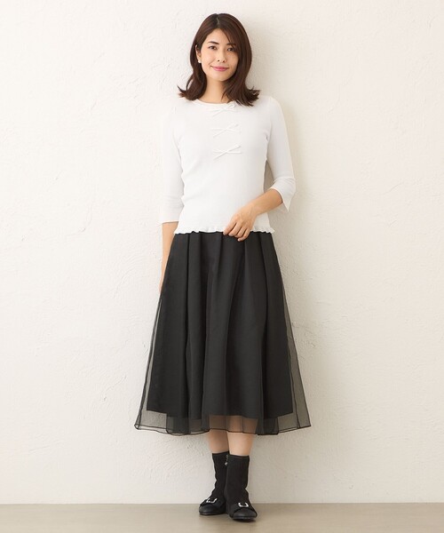 「TO BE CHIC」 7分袖ニット 42 ブラック レディース_画像2
