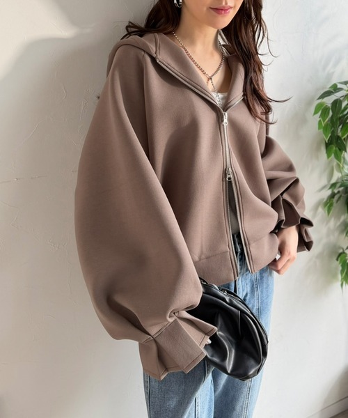 「classicalelf」 ジップアップパーカー SMALL モカ レディース_画像3