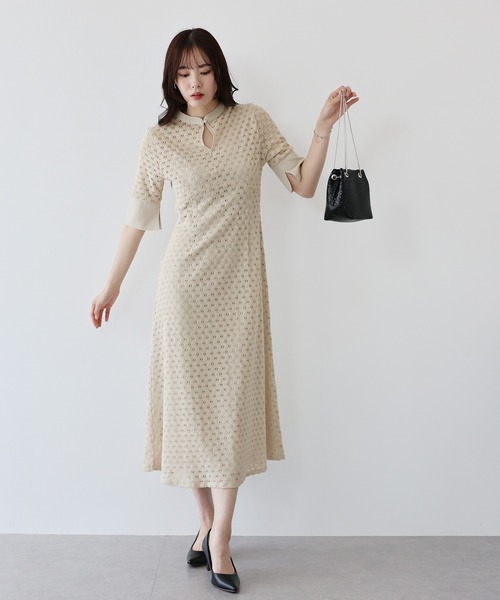 「J by blue」 半袖ワンピース MEDIUM ライトグレー レディース_画像4