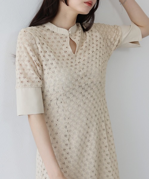「J by blue」 半袖ワンピース MEDIUM ライトグレー レディース_画像8