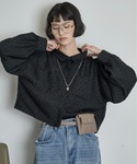 ブラウス シャツ ドビードットクロップドポケッ...の詳細画像1