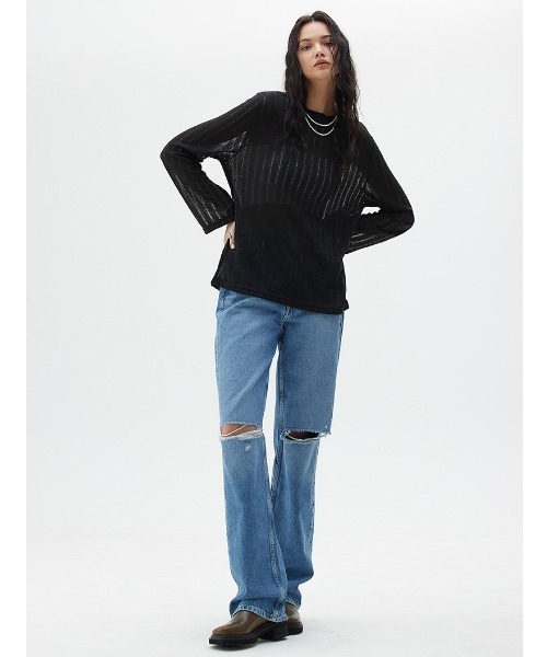 tシャツ A'GEM/9 × .kom「LARTIGENT/ラーティゼン」L2 FLOWER SWEATSHIRT/花 ティーシャツ レディース A'GEM/9 × .kom『LARTIGENT/ラーティゼン』L2 FLOWER SWEATSHIRT