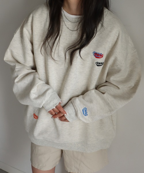 Sustainableワッペンロゴスウェット 刺繍ロゴスウェット(130 グリーン): トップス｜Right-on公式